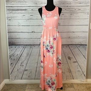 Small Floral Pocket Long Maxi Dress